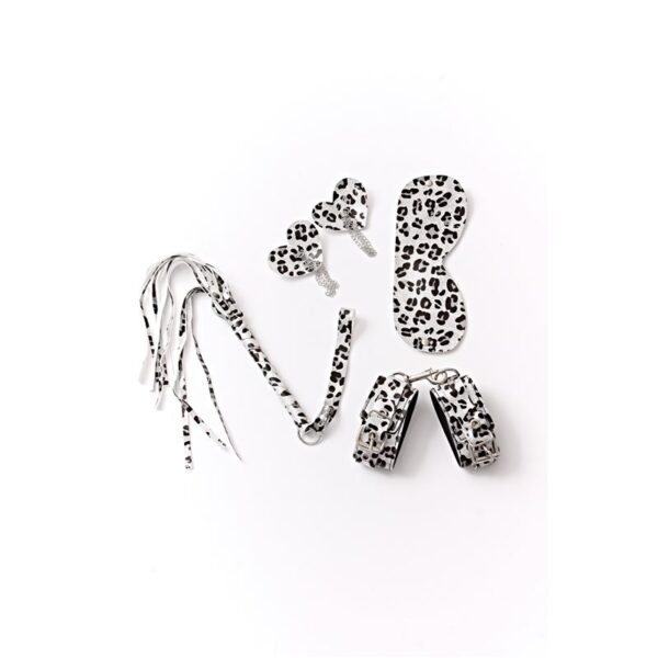 SET BDSM ANIMAL PRINT PLATEADO - Imagen 2