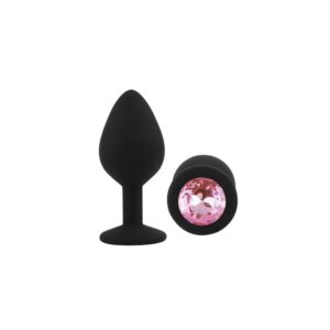 Anal Plug Gemmo Silicone Medium Black Plug - Pink Diamond