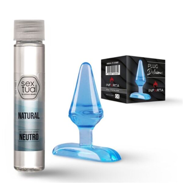Mini Plug Anal 6Cm Blue - Azul COMBO lubri neutro Sextual - Imagen 3