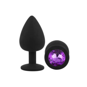 Anal Plug Gemmo Silicone Large Black Plug - Purple Diamond