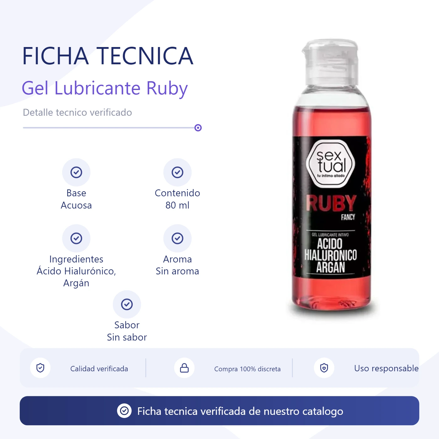 Gel Lubricante Intimo Ruby Acido Hialuronico Y Argan 80 Ml - Imagen 3