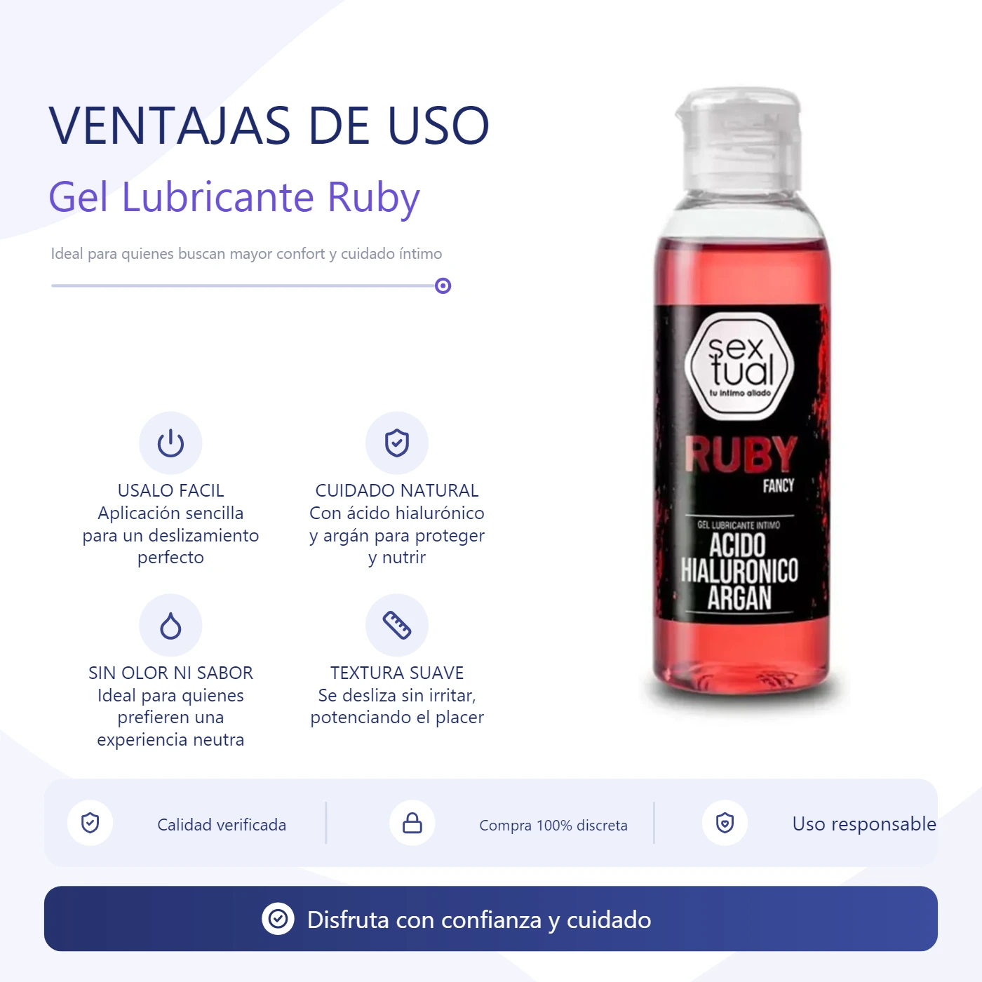 Gel Lubricante Intimo Ruby Acido Hialuronico Y Argan 80 Ml - Imagen 4