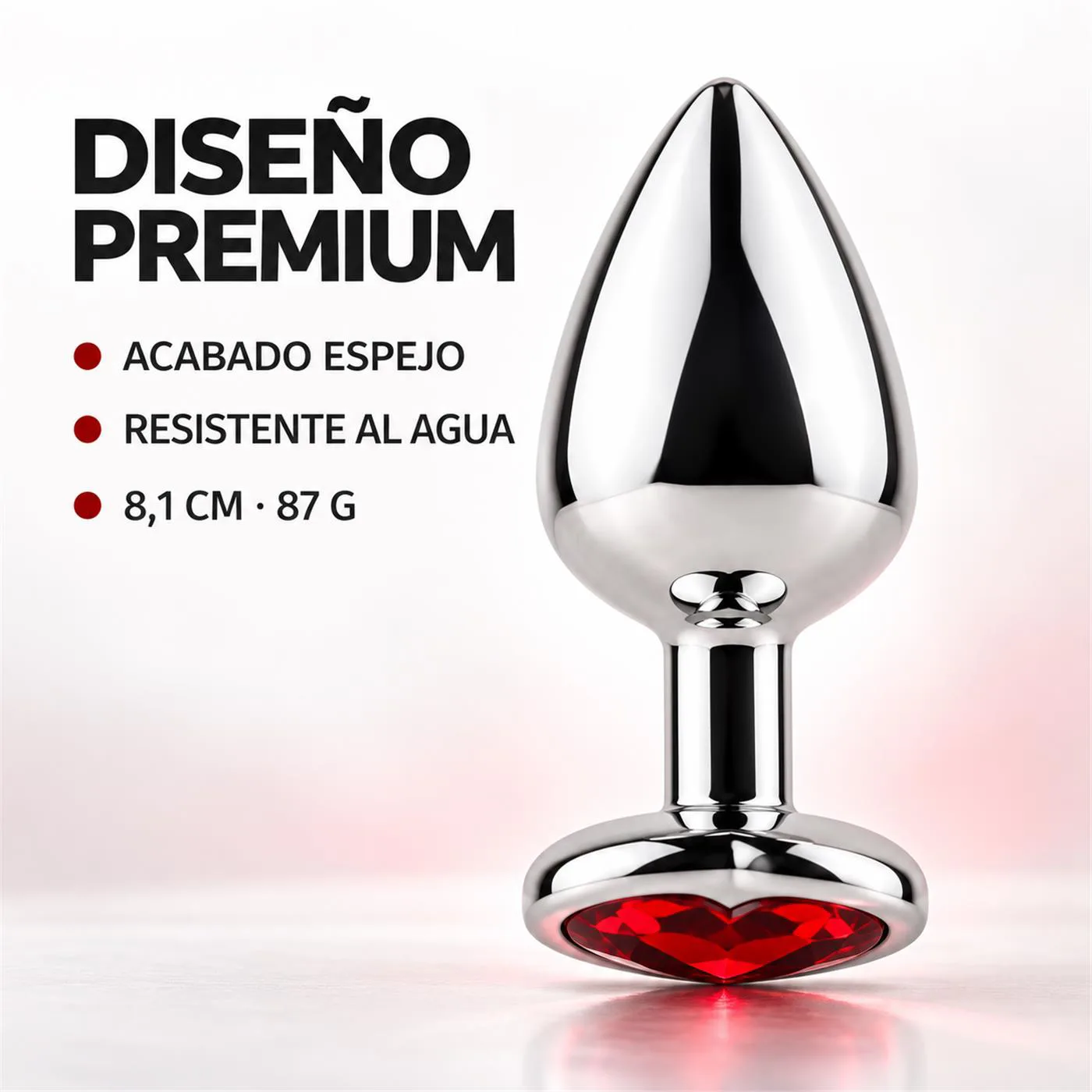 Anal Plug Heart Love Metal Medium Red - Imagen 2