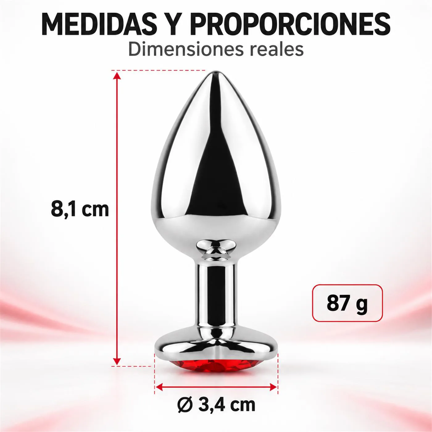 Anal Plug Heart Love Metal Medium Red - Imagen 3
