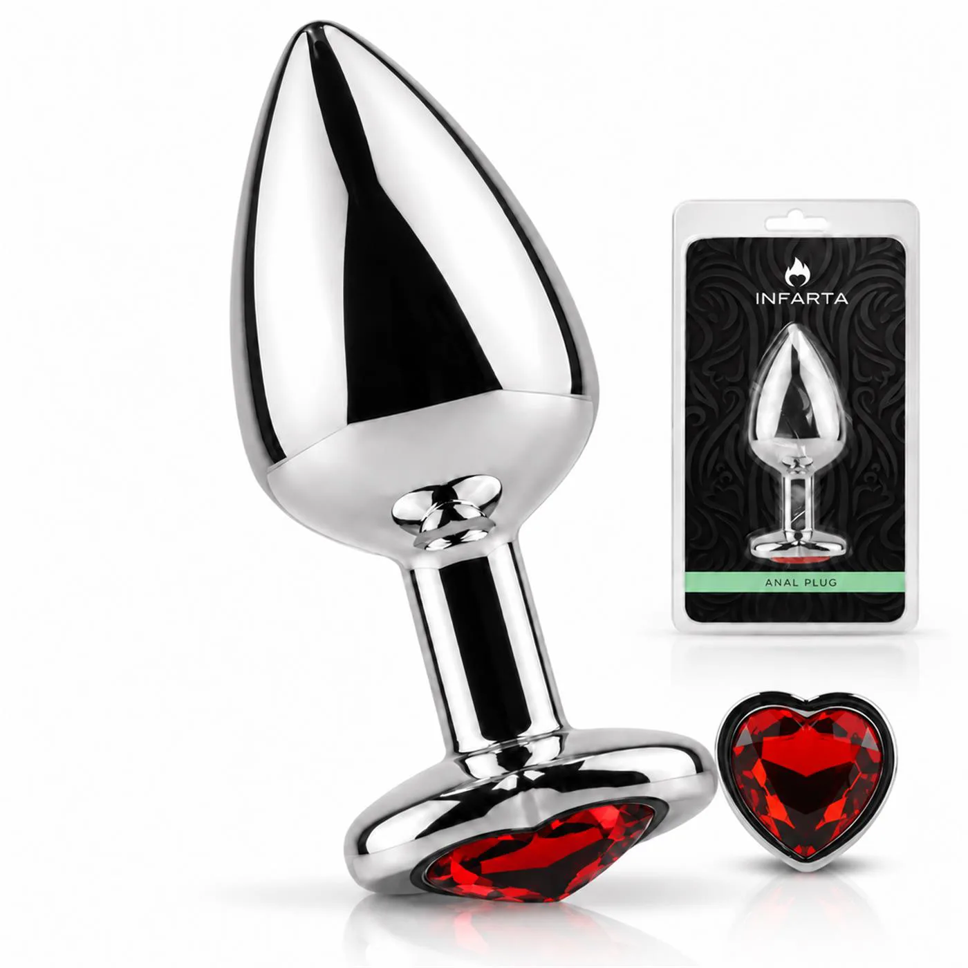 Anal Plug Heart Love Metal Medium Red