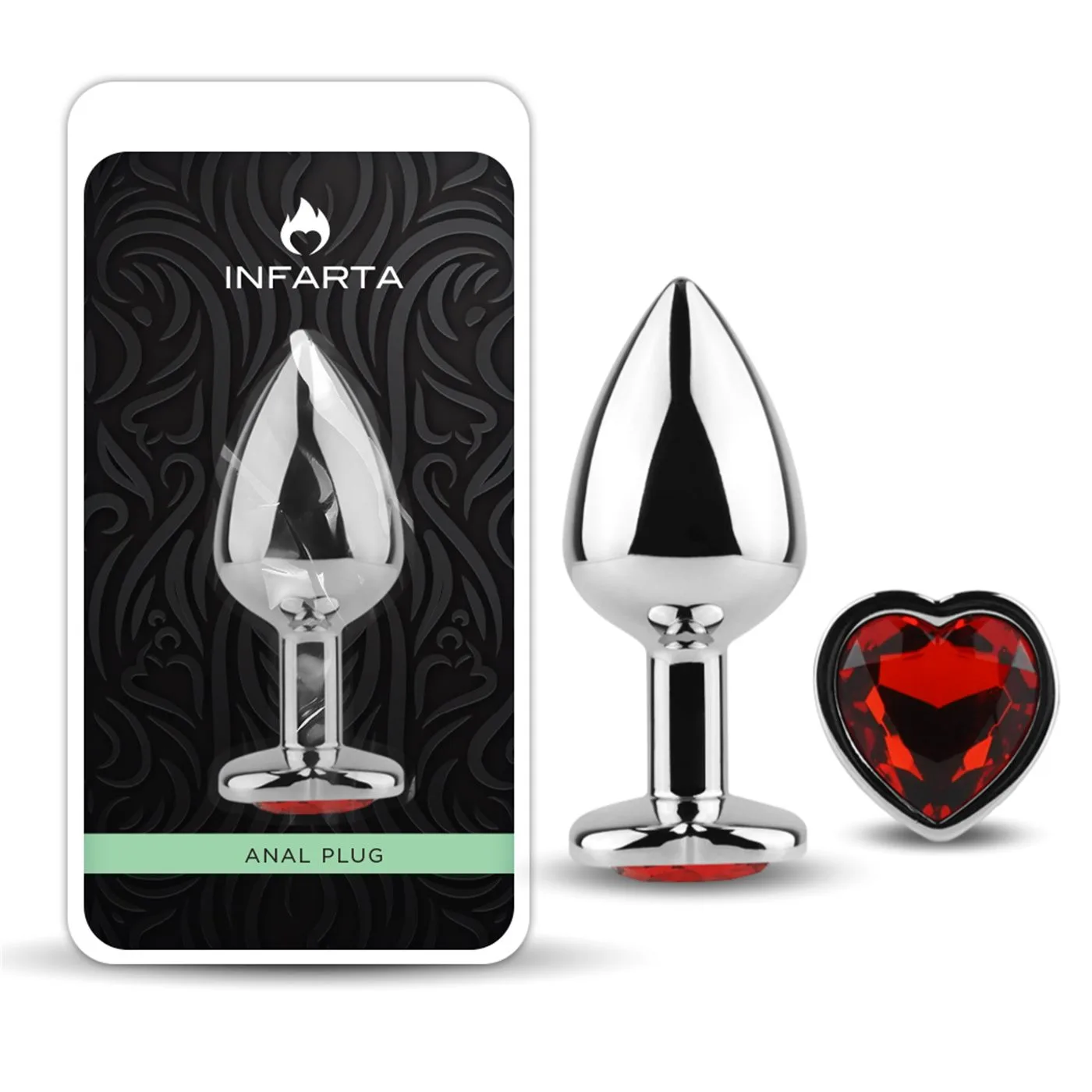Anal Plug Heart Love Metal Medium Red - Imagen 10